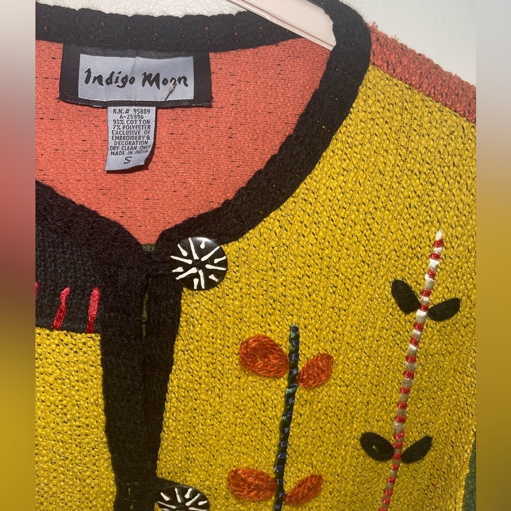 Indigo Moon patchwork Embroidered Knit Women's Mu… - image 3